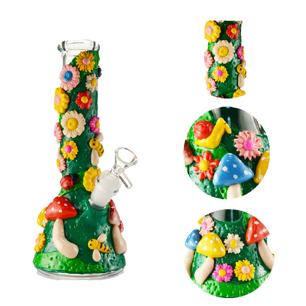 Cute Flowers Hand Painted Bong