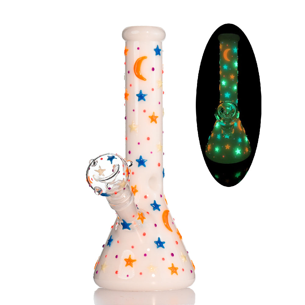 🌙 10" Moon & Stars Beaker Bong - Croia Glass