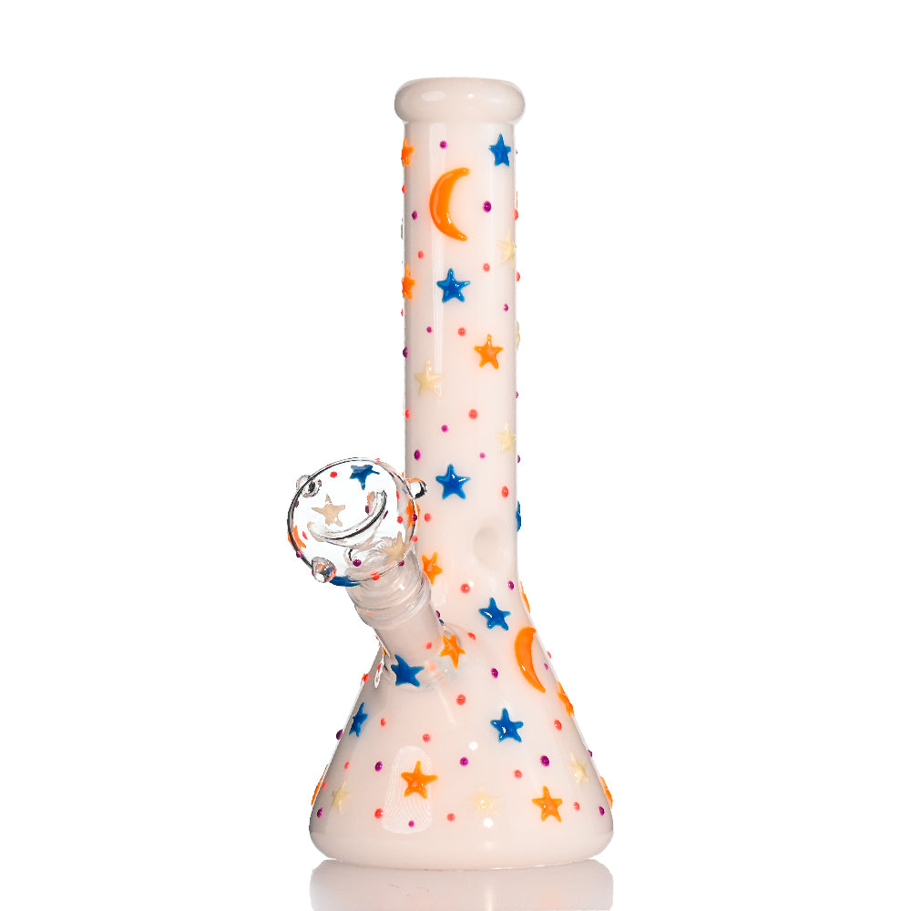 🌙 10" Moon & Stars Beaker Bong - Croia Glass
