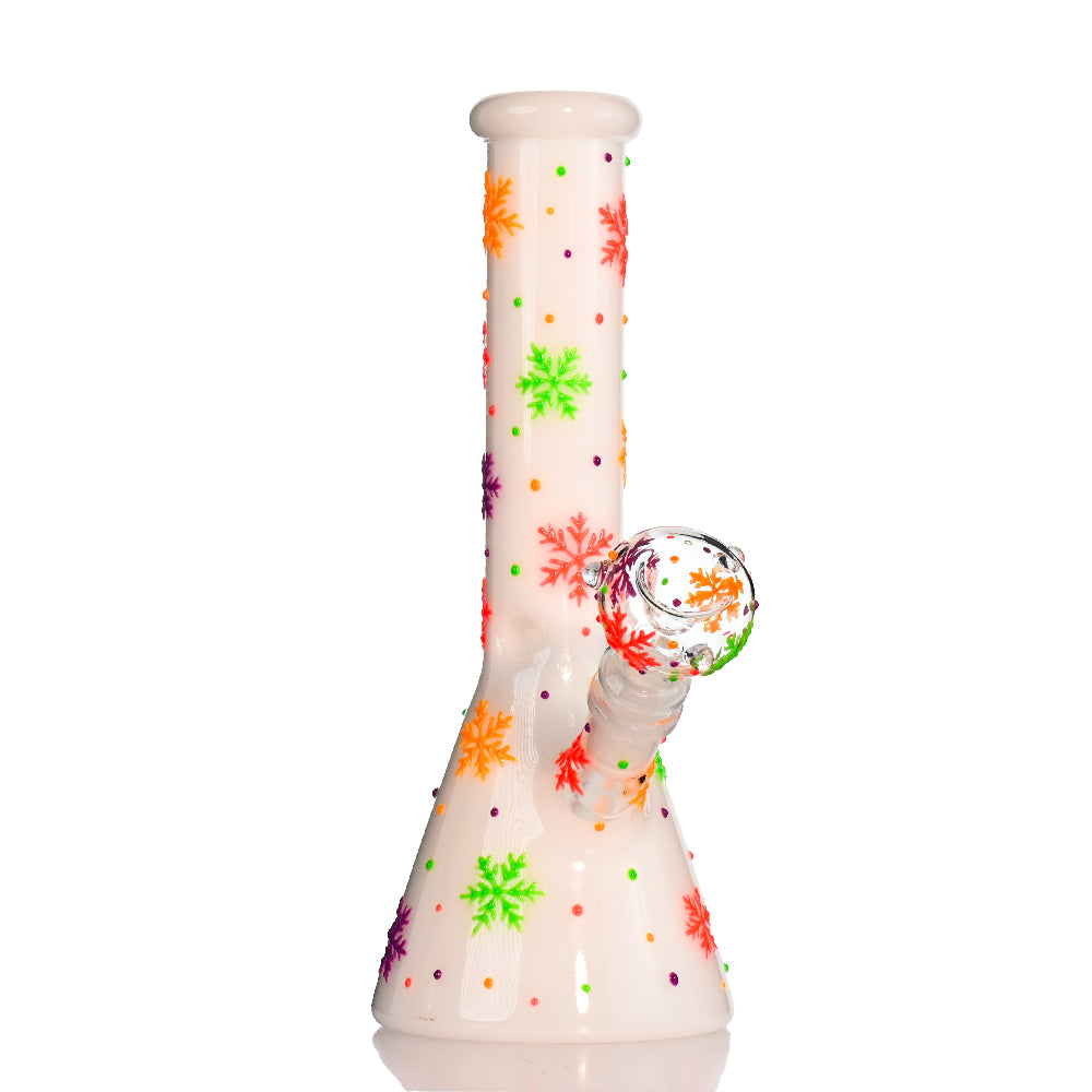 ❄️ 10" Glow-in-the-Dark Snowflake Beaker Bong - Croia Glass