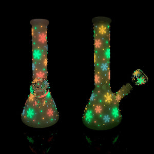 ❄️ 10" Glow-in-the-Dark Snowflake Beaker Bong - Croia Glass