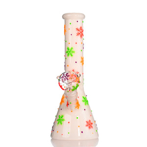 ❄️ 10" Glow-in-the-Dark Snowflake Beaker Bong - Croia Glass