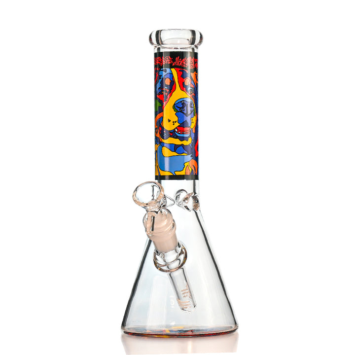 10" Abstract Dog Art Beaker Bong – Thick Glass, 14mm Bowl - Croia Glass