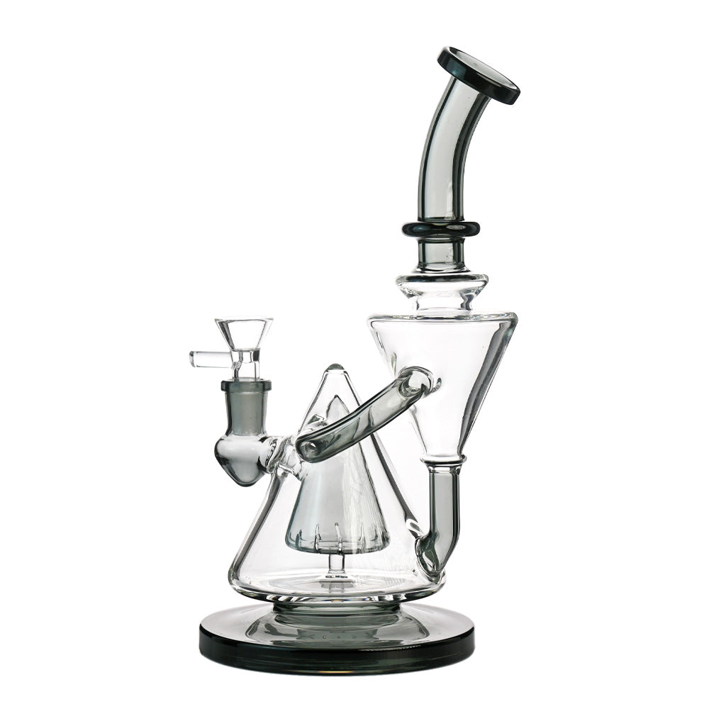 10" Cone Recycler Bong – Multi-Chamber Cyclone Flow, Colored Accents, 14mm Bowl - Croia Glass