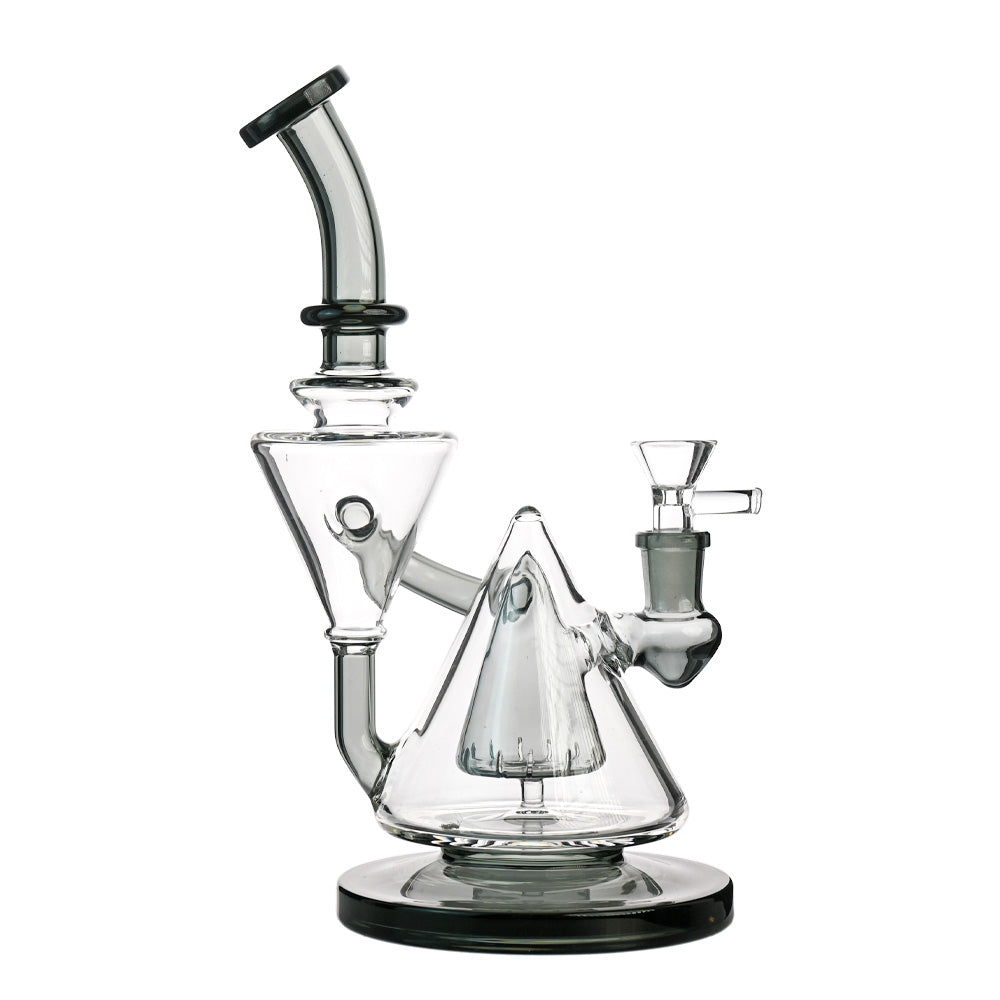 10" Cone Recycler Bong – Multi-Chamber Cyclone Flow, Colored Accents, 14mm Bowl - Croia Glass
