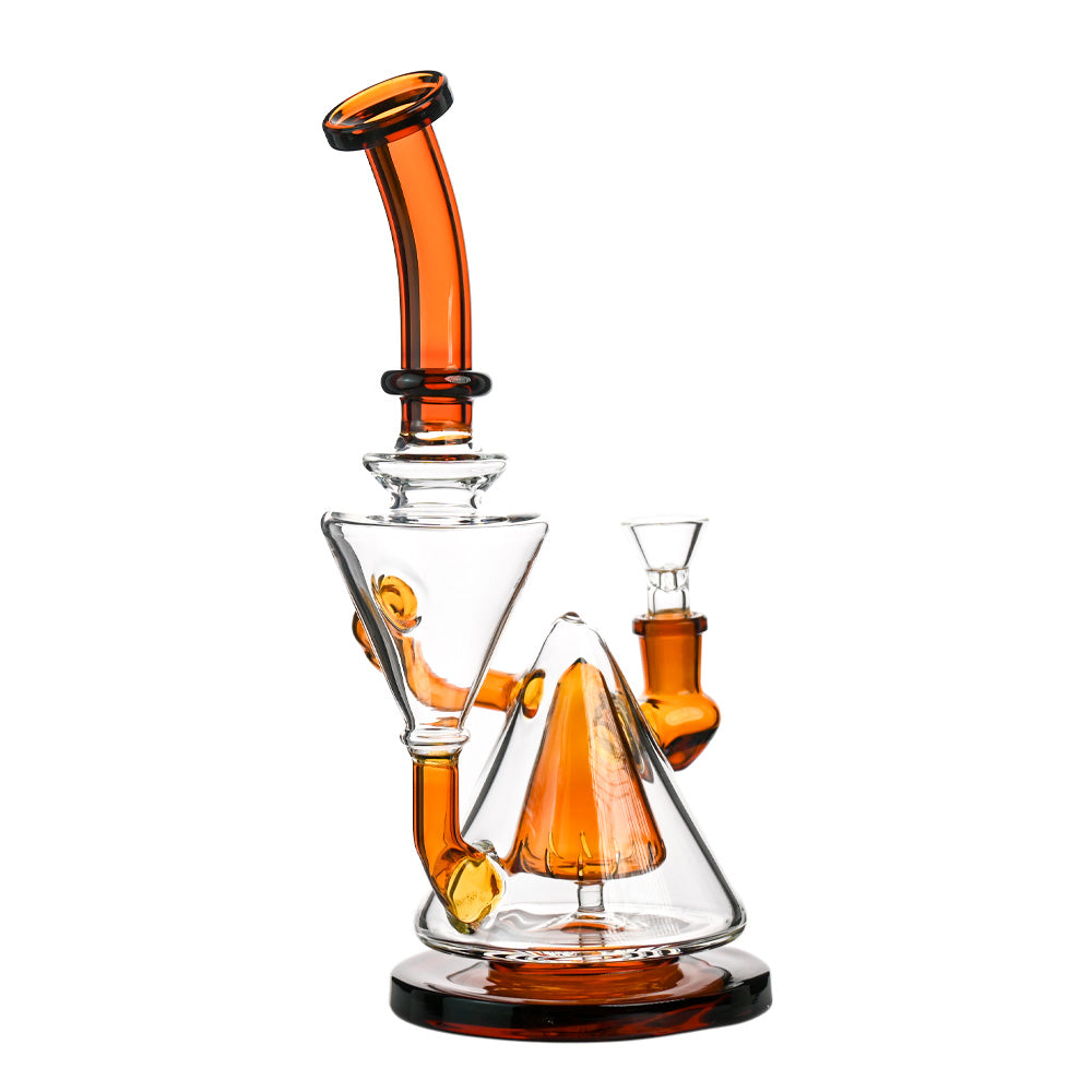 10" Cone Recycler Bong – Multi-Chamber Cyclone Flow, Colored Accents, 14mm Bowl - Croia Glass