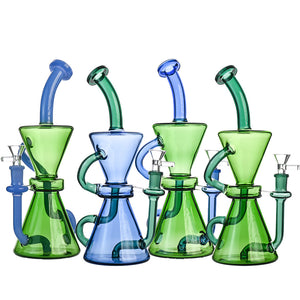 10" Dual-Chamber Hourglass Recycler Beaker Bong - Croia Glass