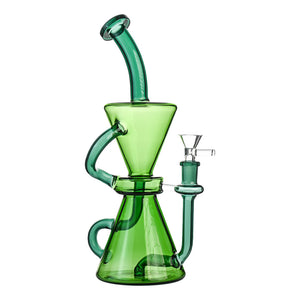 10" Dual-Chamber Hourglass Recycler Beaker Bong - Croia Glass