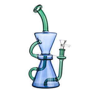 10" Dual-Chamber Hourglass Recycler Beaker Bong - Croia Glass