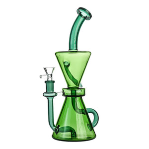 10" Dual-Chamber Hourglass Recycler Beaker Bong - Croia Glass