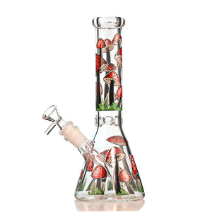 10" Forest Mushroom Beaker Bong – Thick Glass, 14mm Bowl - Croia Glass