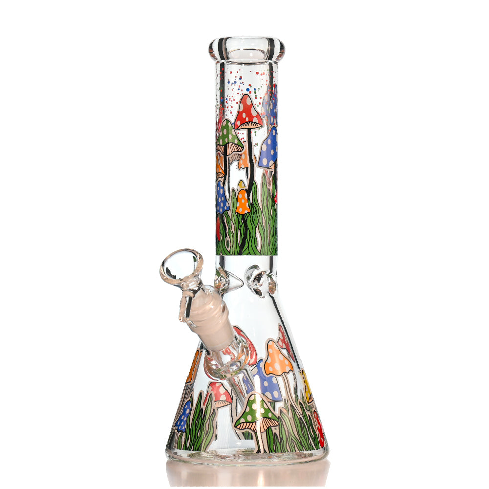 10" Forest Mushroom Beaker Bong – Thick Glass, 14mm Bowl - Croia Glass