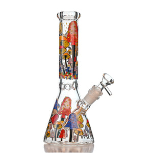 10" Forest Mushroom Beaker Bong – Thick Glass, 14mm Bowl - Croia Glass