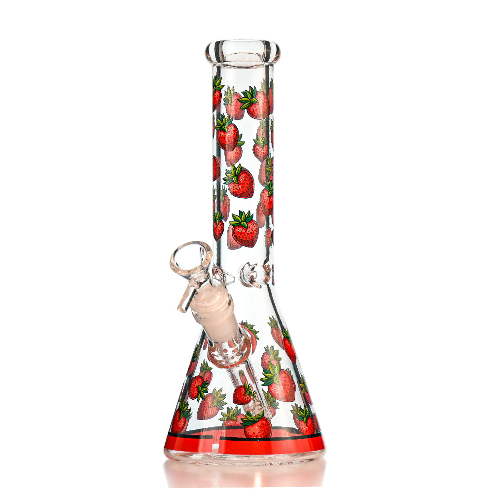 10" Fruit Decal Beaker Bong – Bright Heat-Cured Decals, Classic 14mm Beaker Design - Croia Glass