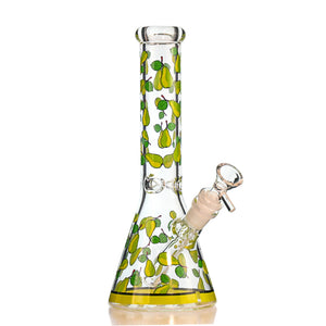 10" Fruit Decal Beaker Bong – Bright Heat-Cured Decals, Classic 14mm Beaker Design - Croia Glass