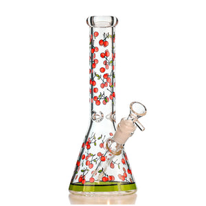 10" Fruit Decal Beaker Bong – Bright Heat-Cured Decals, Classic 14mm Beaker Design - Croia Glass
