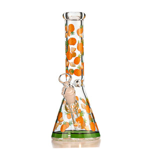 10" Fruit Decal Beaker Bong – Bright Heat-Cured Decals, Classic 14mm Beaker Design - Croia Glass