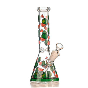 10" Fruit Decal Beaker Bong – Bright Heat-Cured Decals, Classic 14mm Beaker Design - Croia Glass