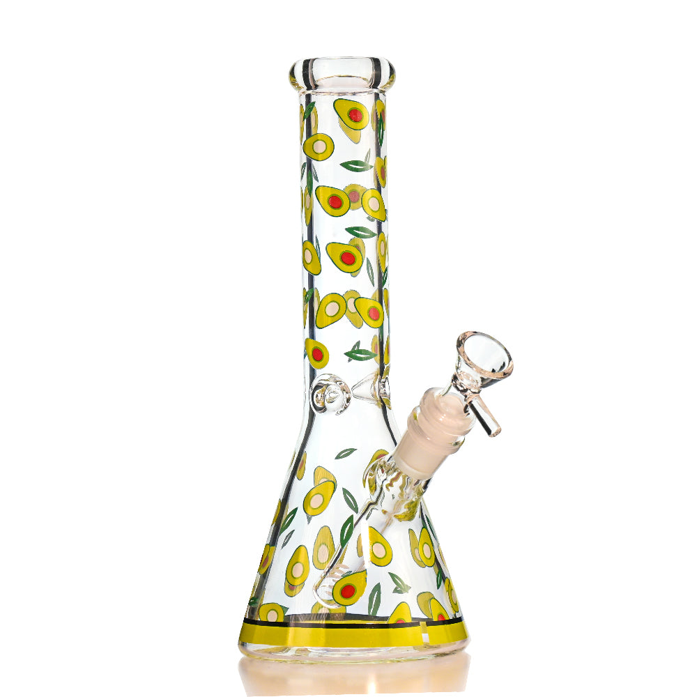 10" Fruit Decal Beaker Bong – Bright Heat-Cured Decals, Classic 14mm Beaker Design - Croia Glass