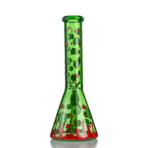 10" Green Watermelon Beaker Bong – 14mm Bowl, Full Fruit Print - Croia Glass