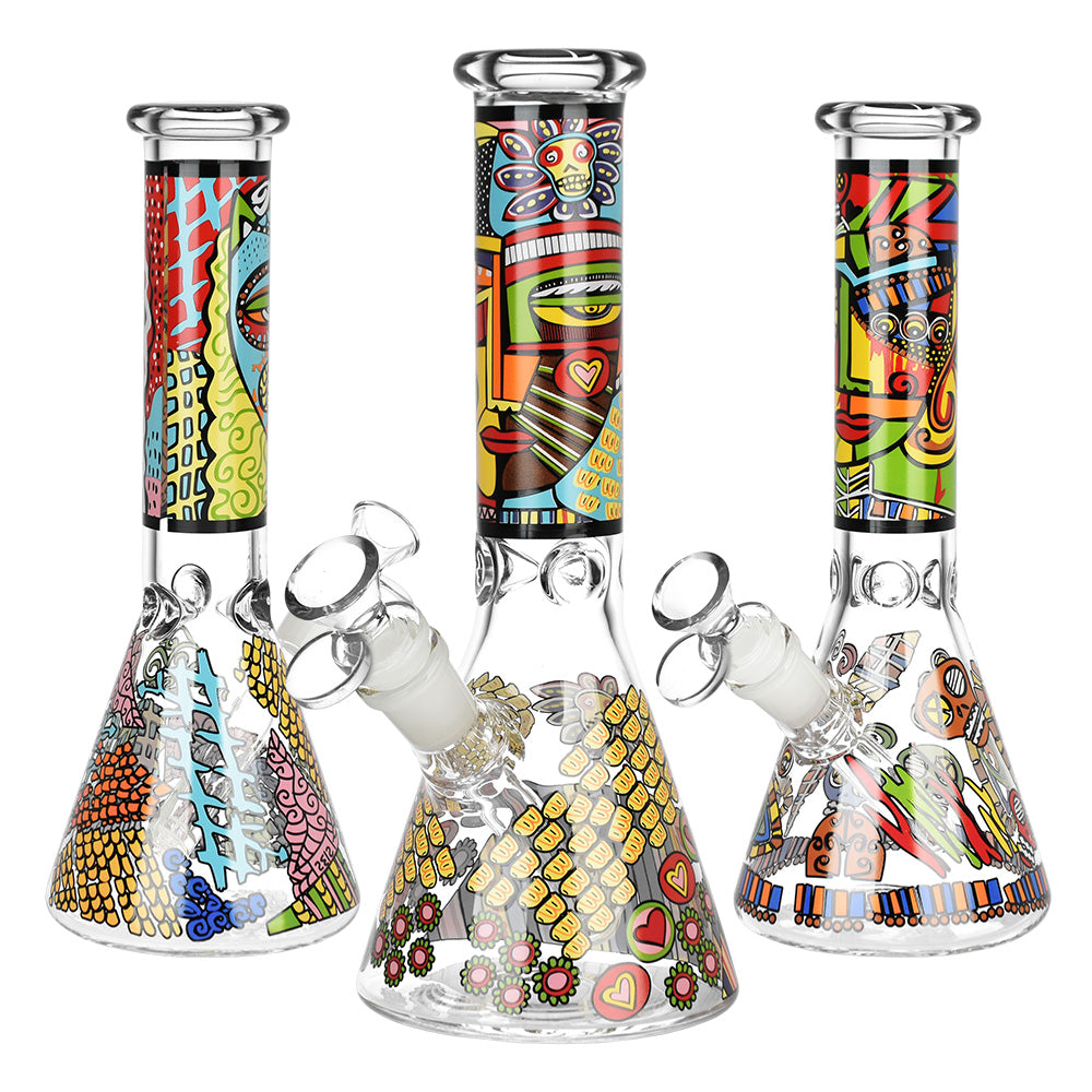 10" Pop Art Beaker Bong – Thick Glass, Full-Decal Artwork - Croia Glass