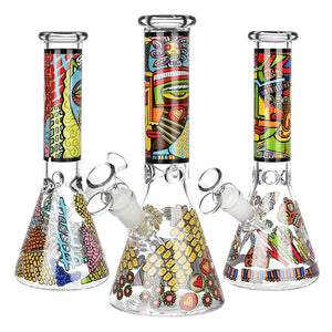 10" Pop Art Beaker Bong – Thick Glass, Full-Decal Artwork - Croia Glass