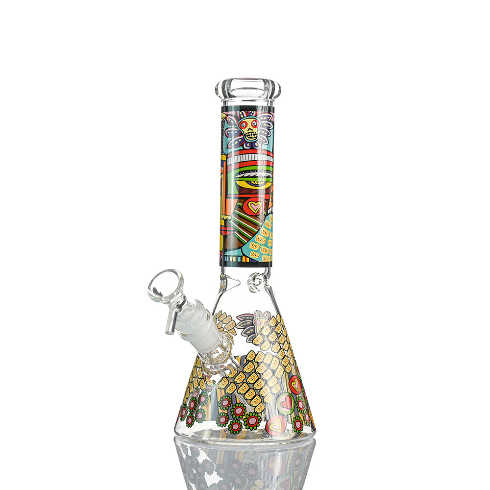 10" Pop Art Beaker Bong – Thick Glass, Full-Decal Artwork - Croia Glass