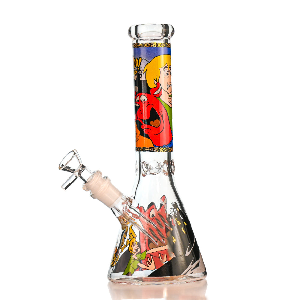 10" Scooby-Doo Cartoon Decal Beaker Bong – Thick Glass, 14mm Bowl - Croia Glass