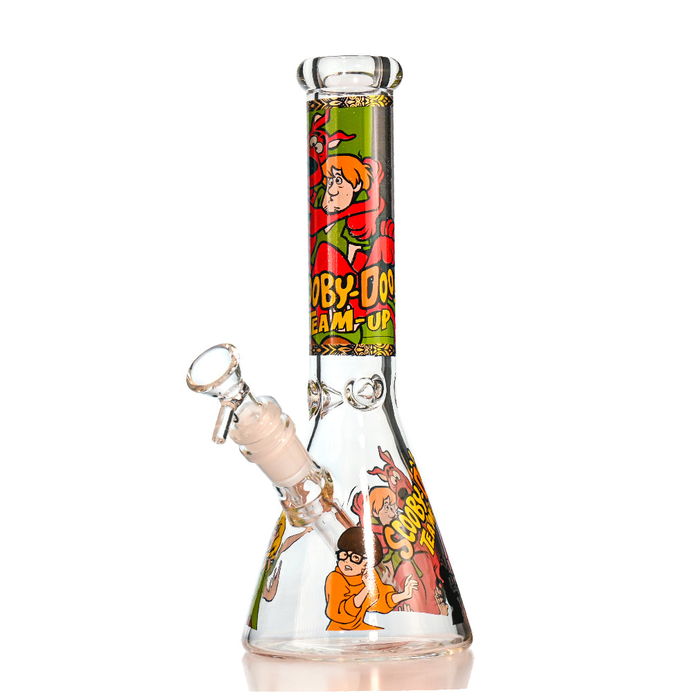 10" Scooby-Doo Cartoon Decal Beaker Bong – Thick Glass, 14mm Bowl - Croia Glass