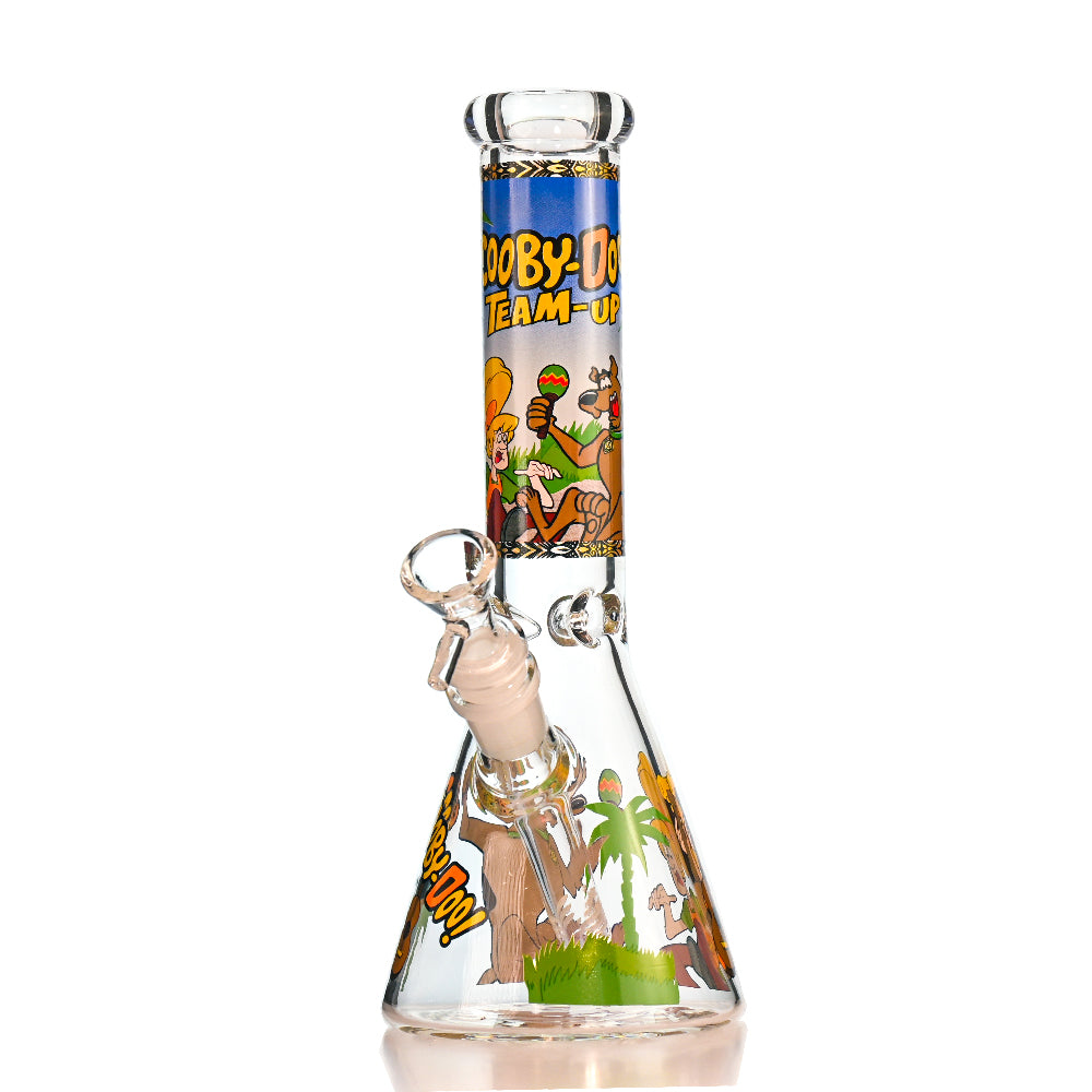 10" Scooby-Doo Cartoon Decal Beaker Bong – Thick Glass, 14mm Bowl - Croia Glass