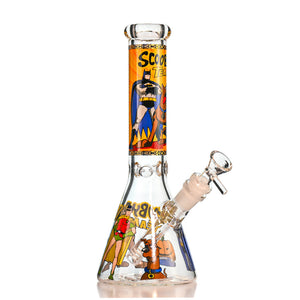 10" Scooby-Doo Cartoon Decal Beaker Bong – Thick Glass, 14mm Bowl - Croia Glass