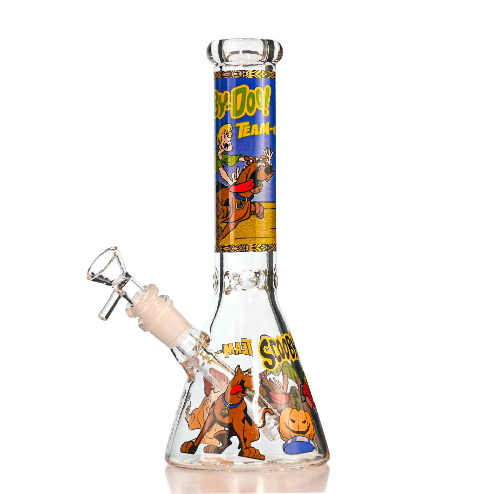 10" Scooby-Doo Cartoon Decal Beaker Bong – Thick Glass, 14mm Bowl - Croia Glass