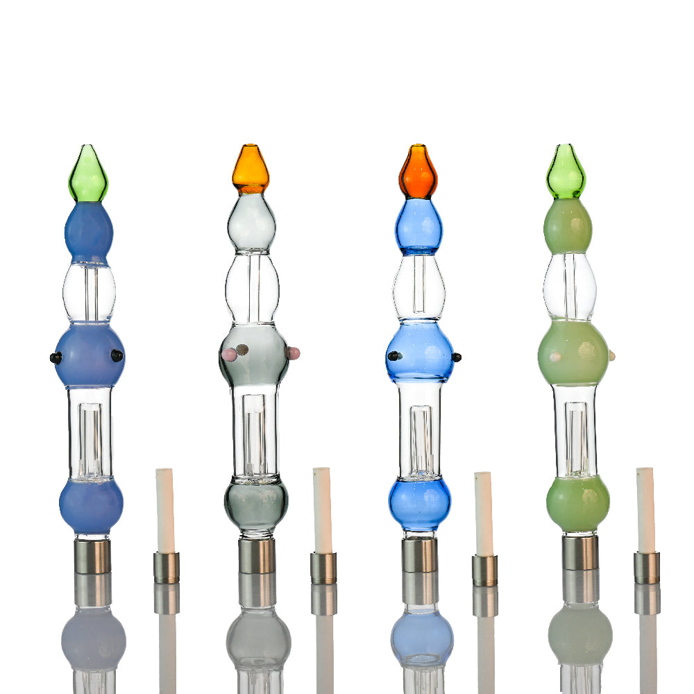 10" Stacked Orb Nectar Collector – Inline Barrel Perc, 510 Thread, 14mm Ceramic Tip - Croia Glass