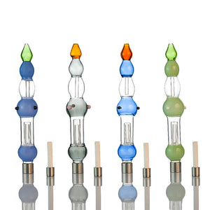 10" Stacked Orb Nectar Collector – Inline Barrel Perc, 510 Thread, 14mm Ceramic Tip - Croia Glass