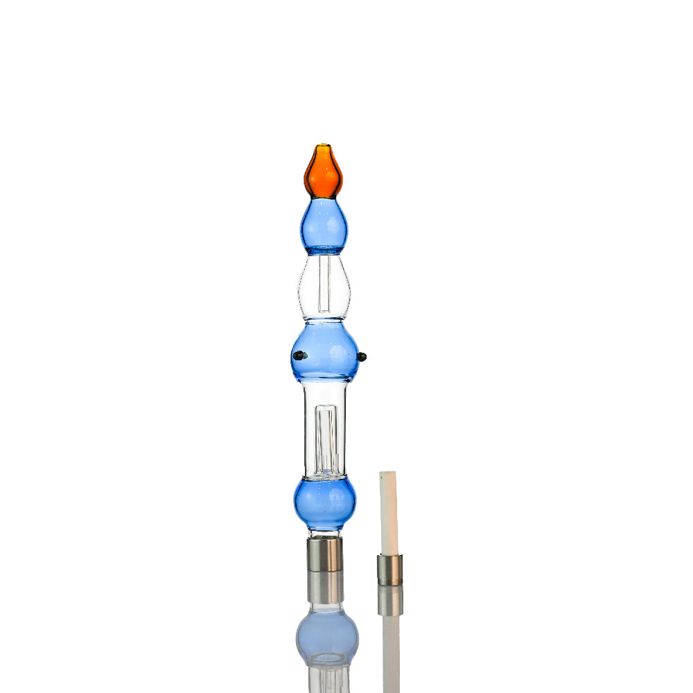 10" Stacked Orb Nectar Collector – Inline Barrel Perc, 510 Thread, 14mm Ceramic Tip - Croia Glass