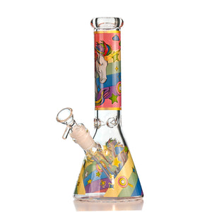 10" Unicorn Glass Beaker Bong – Thick Glass, 14mm Bowl - Croia Glass