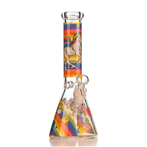 10" Unicorn Glass Beaker Bong – Thick Glass, 14mm Bowl - Croia Glass