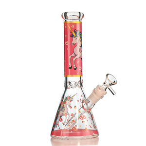 10" Unicorn Glass Beaker Bong – Thick Glass, 14mm Bowl - Croia Glass
