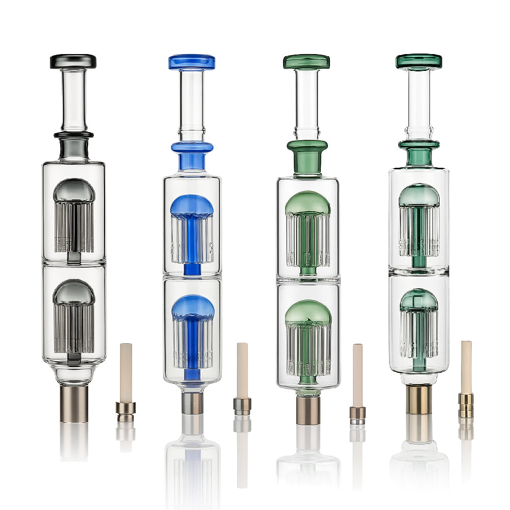 12 Inch Double Chamber Tree Perc Nectar Collector – Dual Diffusion Ceramic Tip Dab Straw - Croia Glass