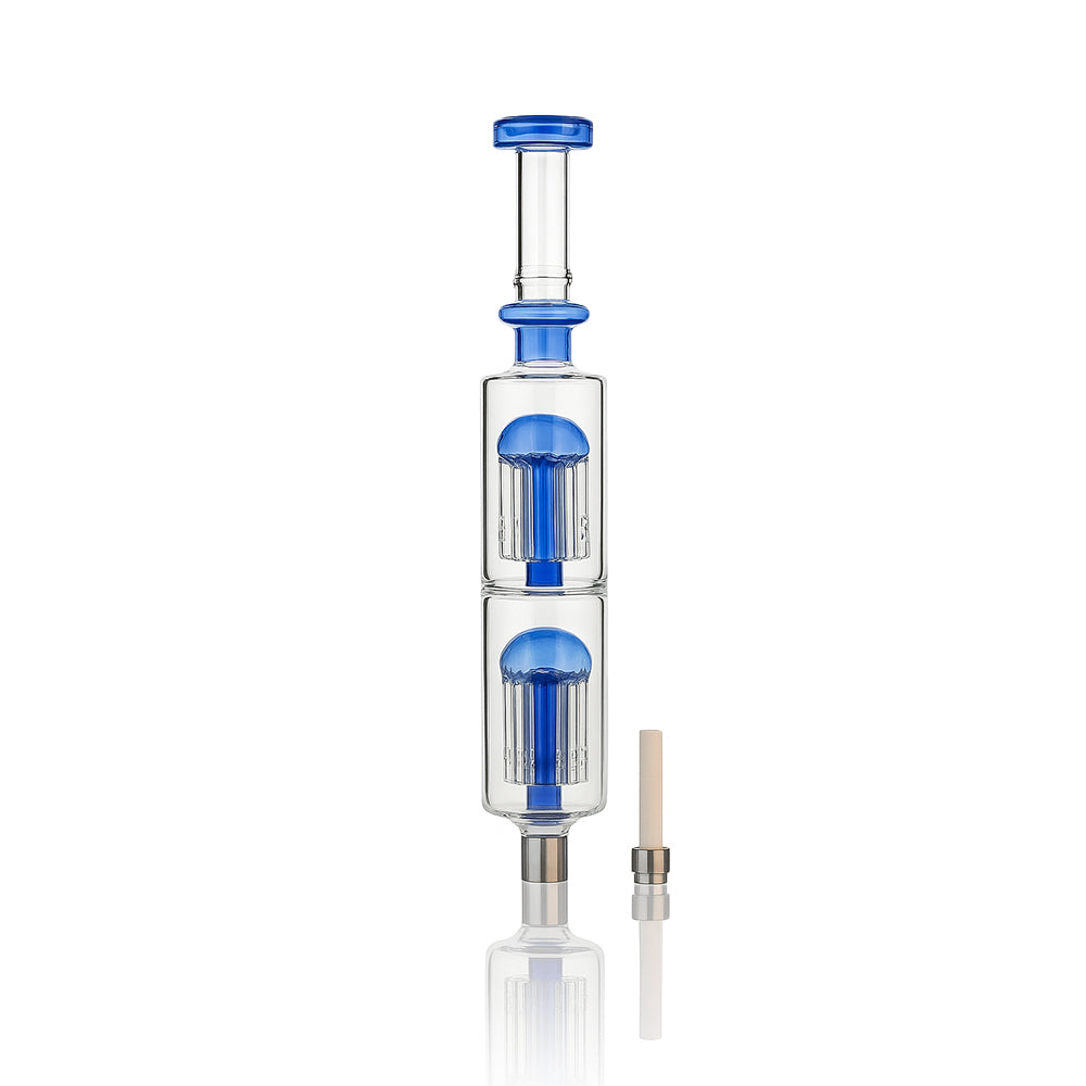 12 Inch Double Chamber Tree Perc Nectar Collector – Dual Diffusion Ceramic Tip Dab Straw - Croia Glass