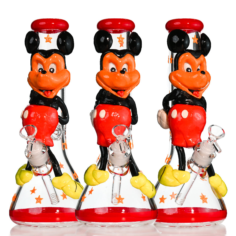 13" 7MM Cartoon Character Beaker Bong – Thick Glass, 18mm Bowl - Croia Glass