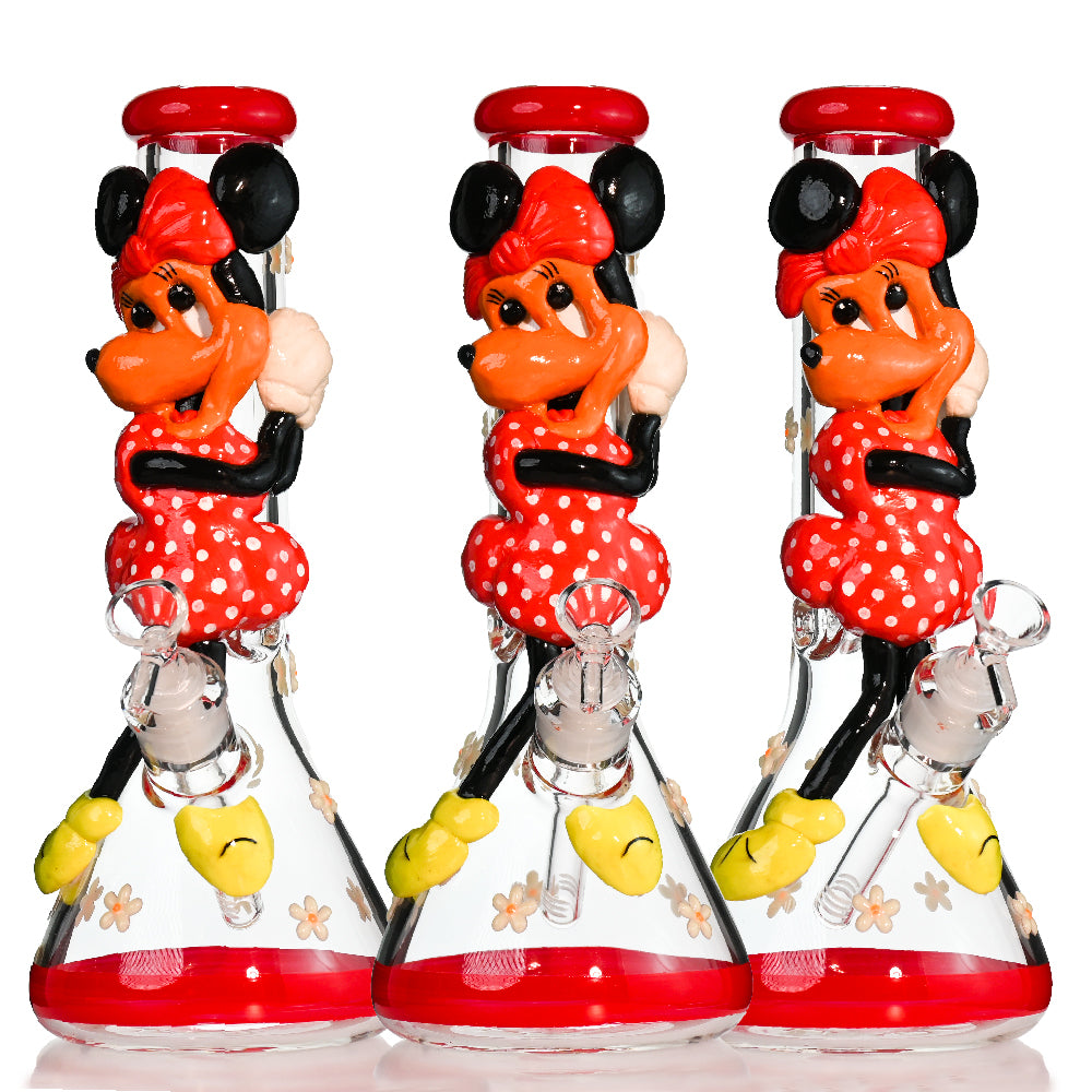 13" 7MM Cartoon Girl Beaker Bong – Sculpted 3D Design, 18mm Bowl - Croia Glass