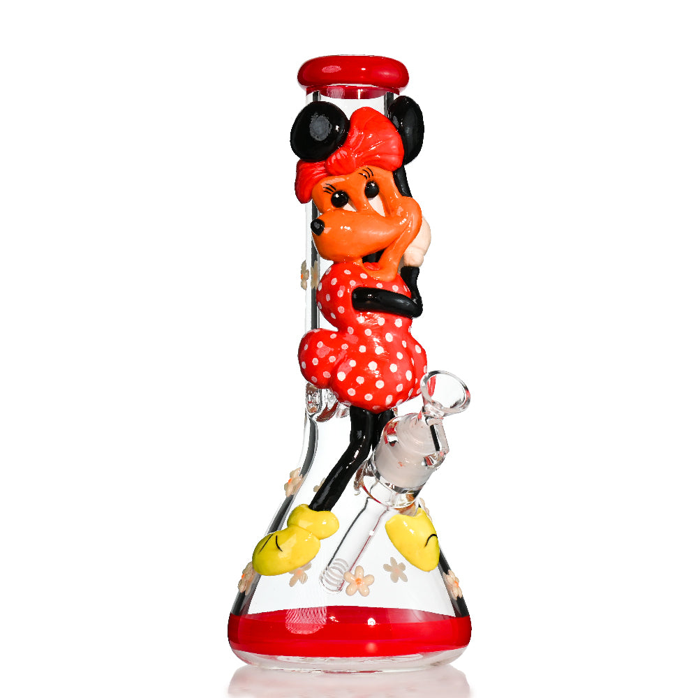 13" 7MM Cartoon Girl Beaker Bong – Sculpted 3D Design, 18mm Bowl - Croia Glass