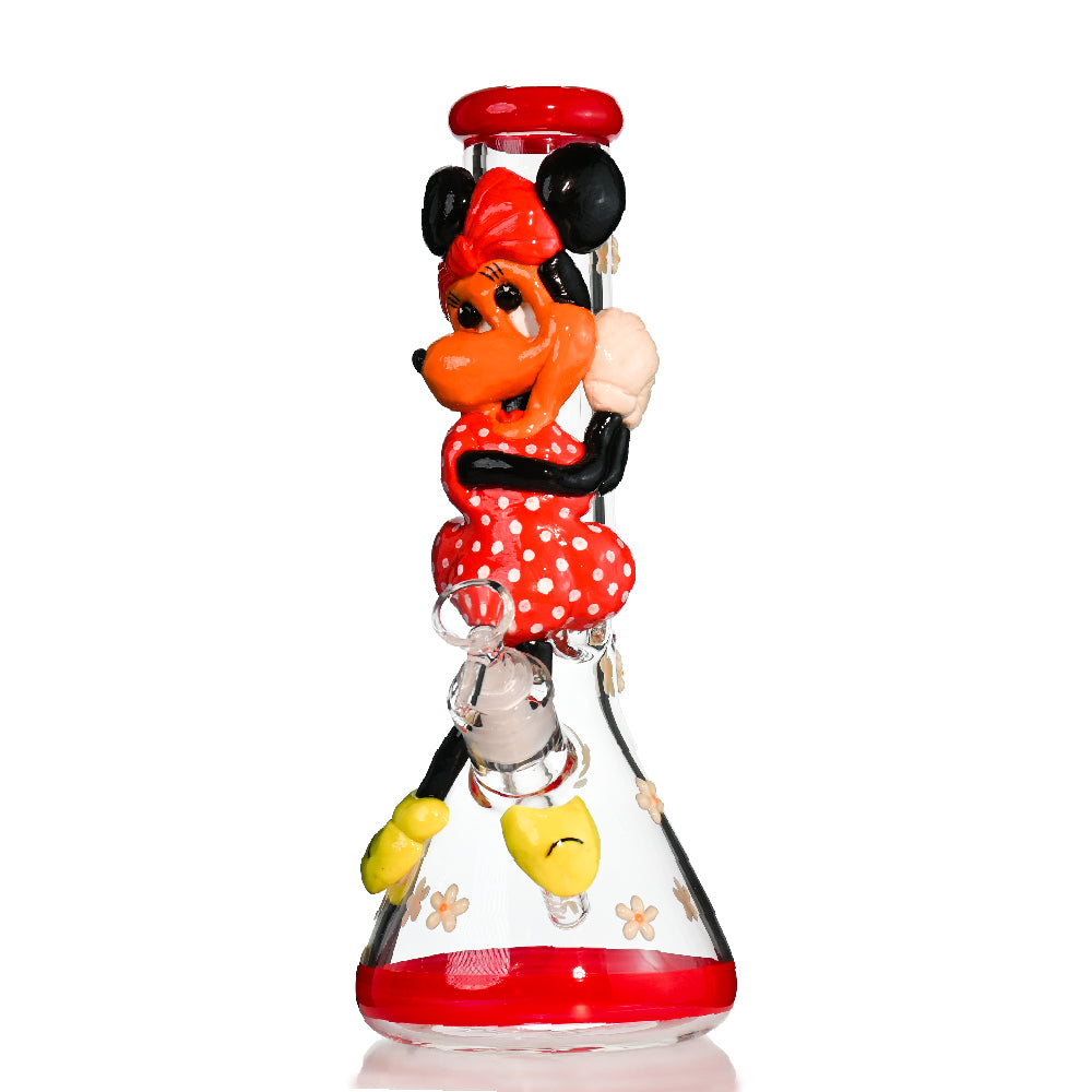 13" 7MM Cartoon Girl Beaker Bong – Sculpted 3D Design, 18mm Bowl - Croia Glass