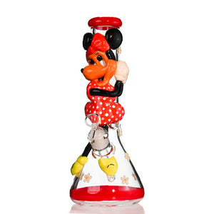 13" 7MM Cartoon Girl Beaker Bong – Sculpted 3D Design, 18mm Bowl - Croia Glass