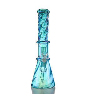 14" Iridescent Spiral Glass Beaker – Tree Perc, 18mm Bowl - Croia Glass