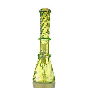 14" Iridescent Spiral Glass Beaker – Tree Perc, 18mm Bowl - Croia Glass