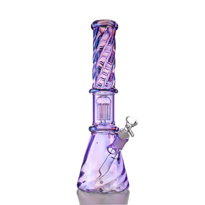 14" Iridescent Spiral Glass Beaker – Tree Perc, 18mm Bowl - Croia Glass