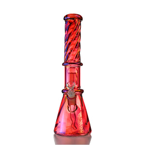 14" Iridescent Spiral Glass Beaker – Tree Perc, 18mm Bowl - Croia Glass
