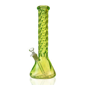 14" Iridescent Twist Beaker Bong – Thick Glass, 18mm Bowl - Croia Glass